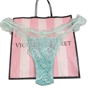 NWT Victoria’s Secret Dream‎ Angels Brazilian Panty M Aqua Lace Mesh Sheer